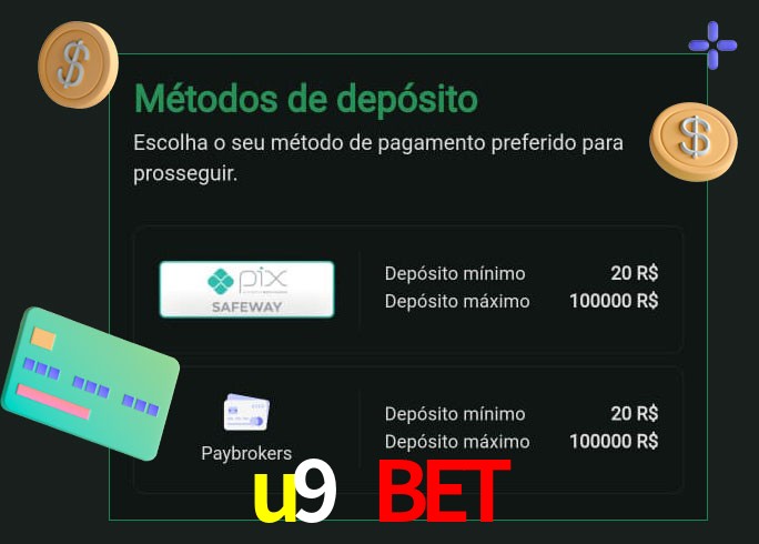 O cassino u9 bet oferece uma grande variedade de métodos de pagamento